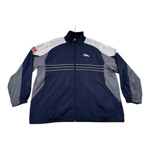 Denver Broncos Jacket Mens XXL Blue Gray NFL Football Reebok Windbreaker